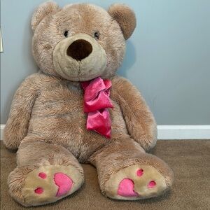 Plush Teddy Bear with Pink Accents